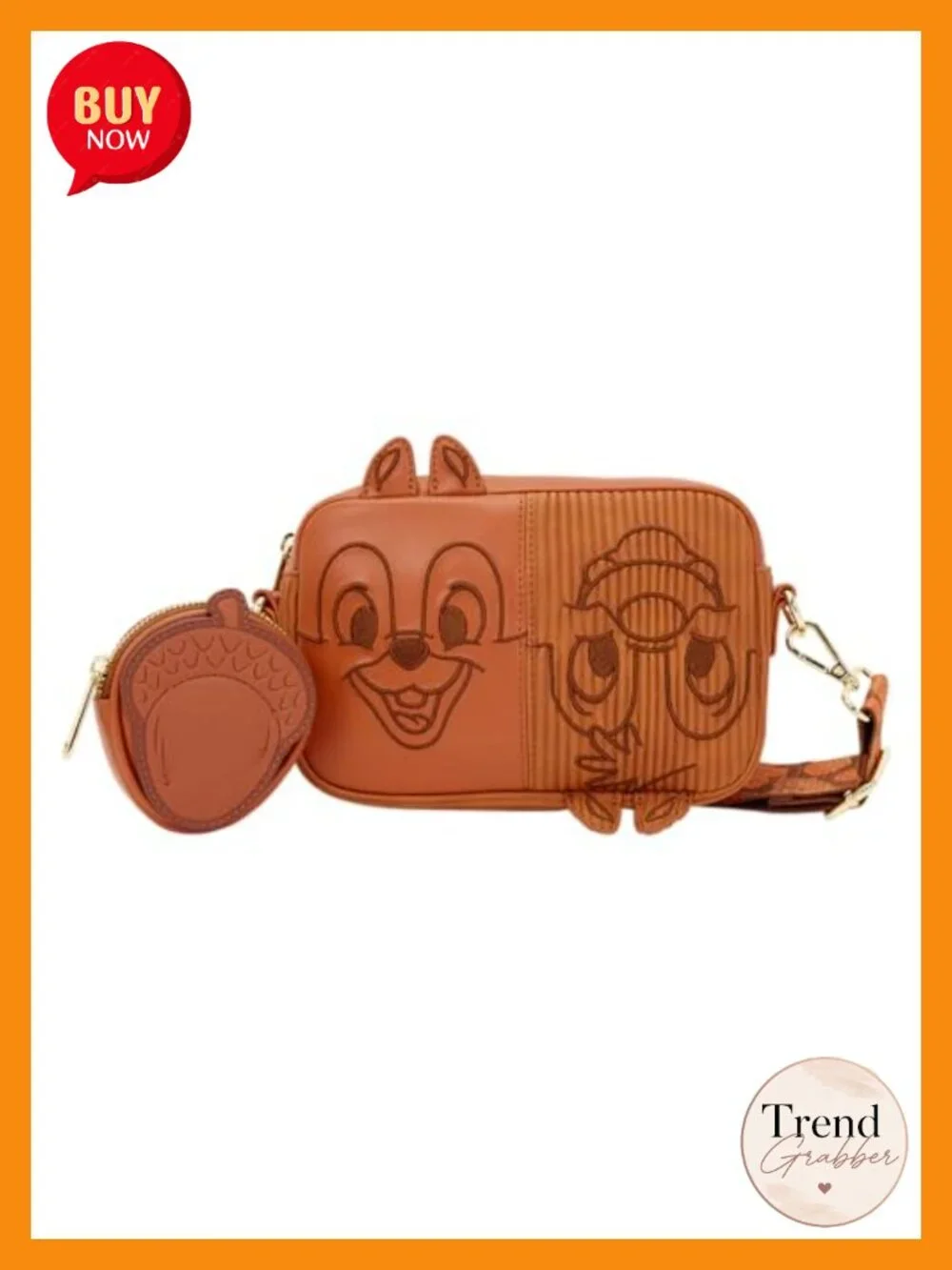 Loungefly Disney Chip 'n' Dale Crossbody Sling Bag with Detachable Acorn Coin
